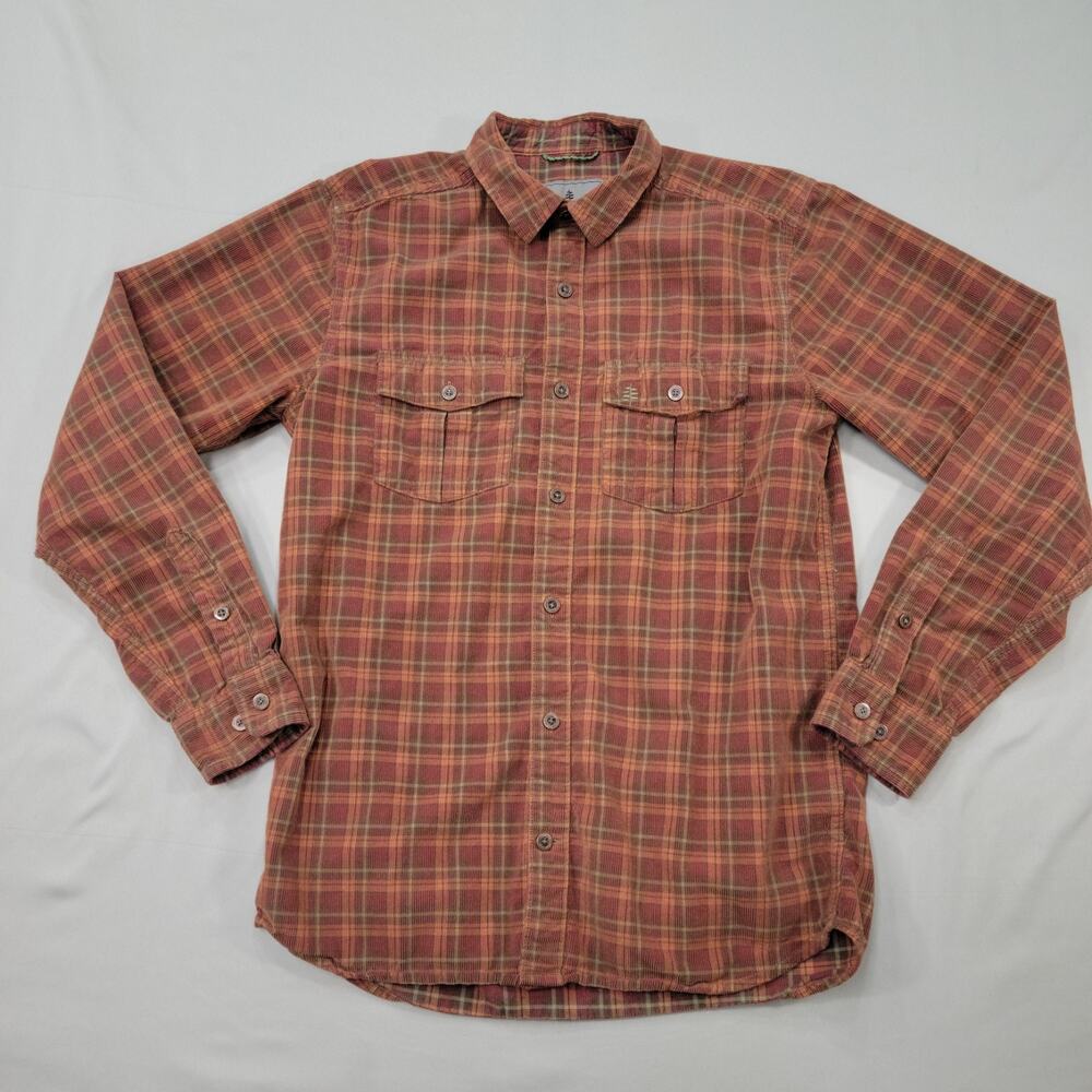 Royal Robbins Mens Small Plaid Corduroy Shirt Organic Cotton Outdoor Travel Wear